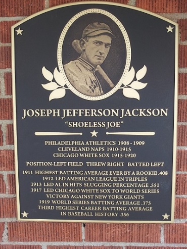 Shoeless Joe Jackson Hall of Fame plaque