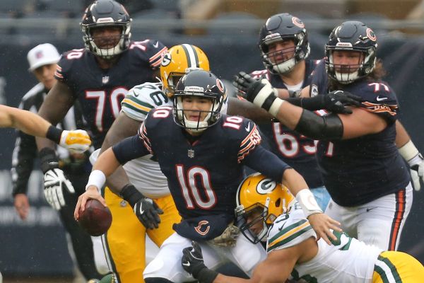 Trubisky getting sacked by Packers