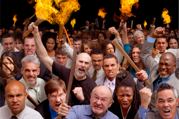 Angry mobs of people